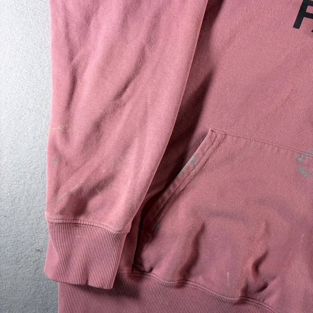 The North Face Hoodie Mens XL Pink Distressed Big Logo Pullover Sweatshirt